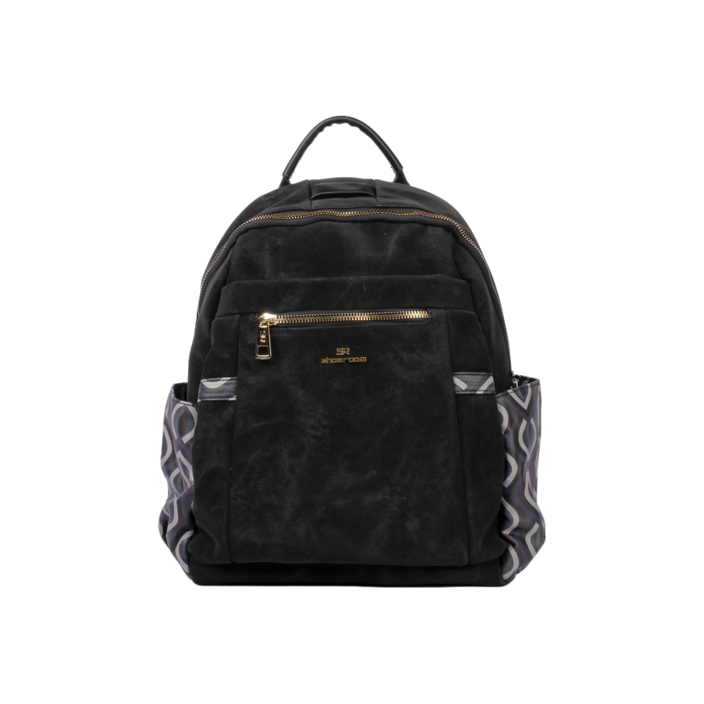 Printed Sise Pockets Leather Backpack