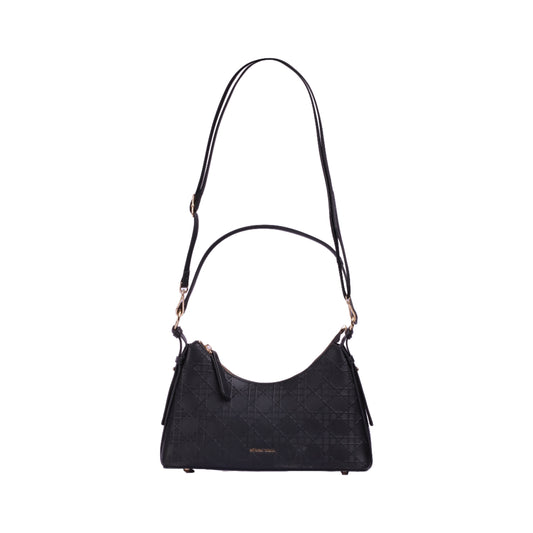 Structured Leather Shoulser Bag with Strap