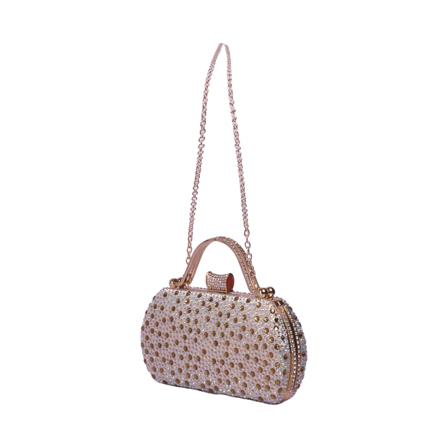 Metal Handle Strass Soiree Clutch