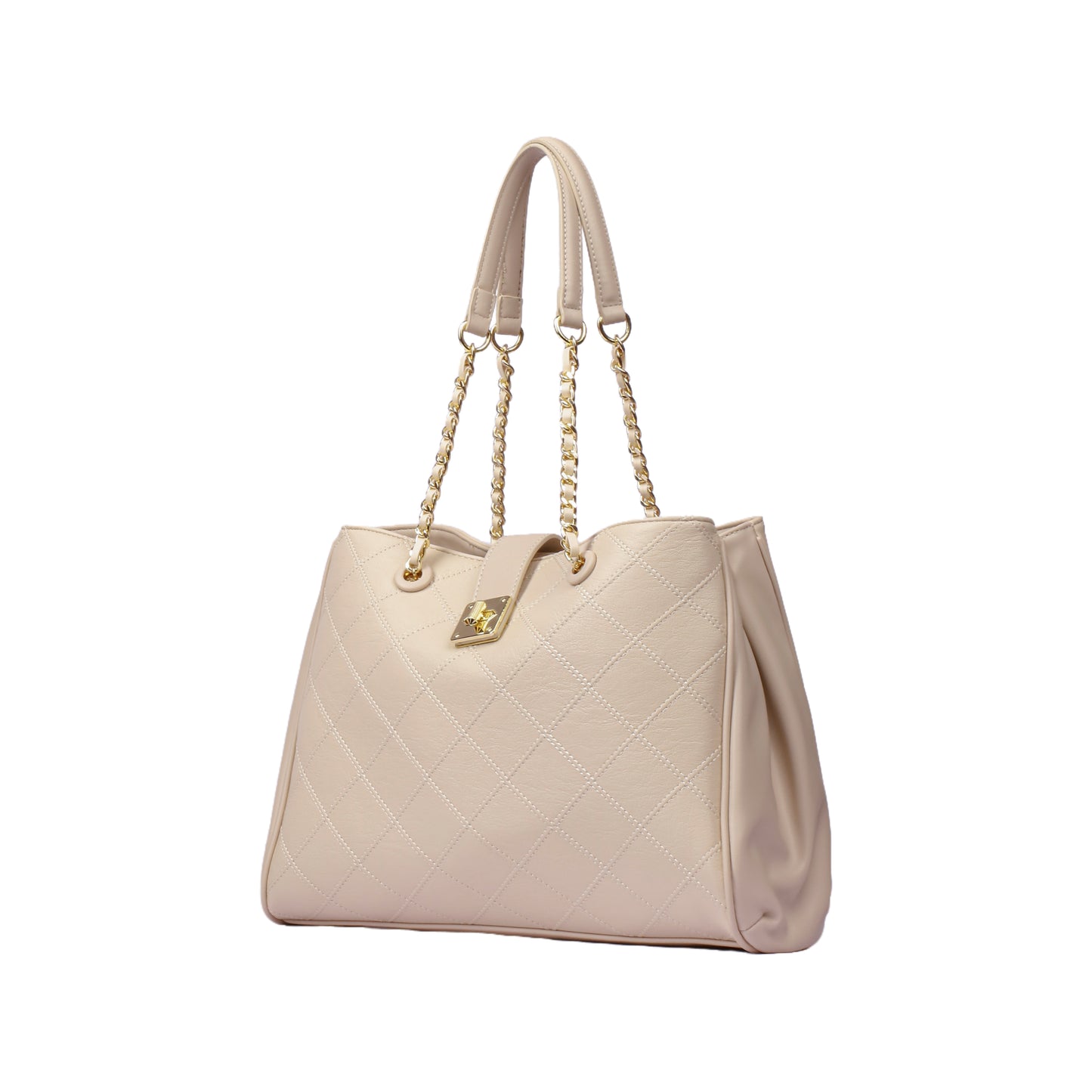 Twist Lock Leather Handbag