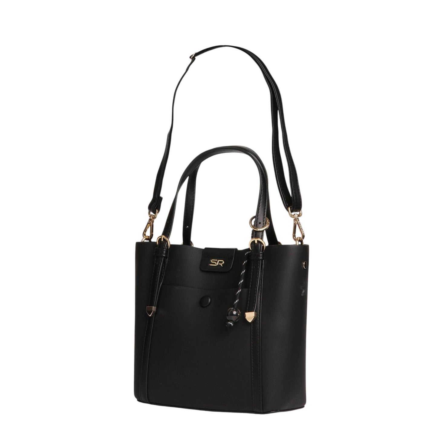 Buckle Handle Leather Handbag