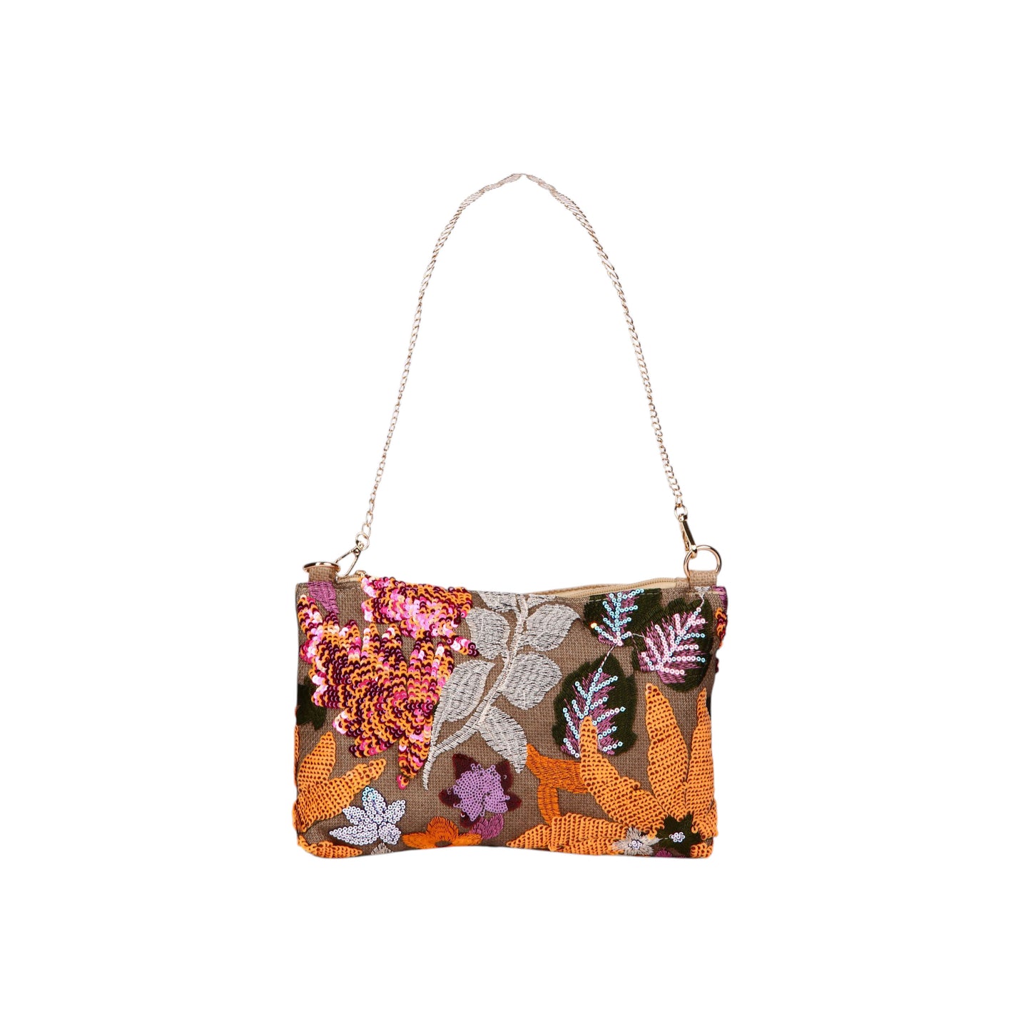 Trendy Embroiderd Clutch with Chain