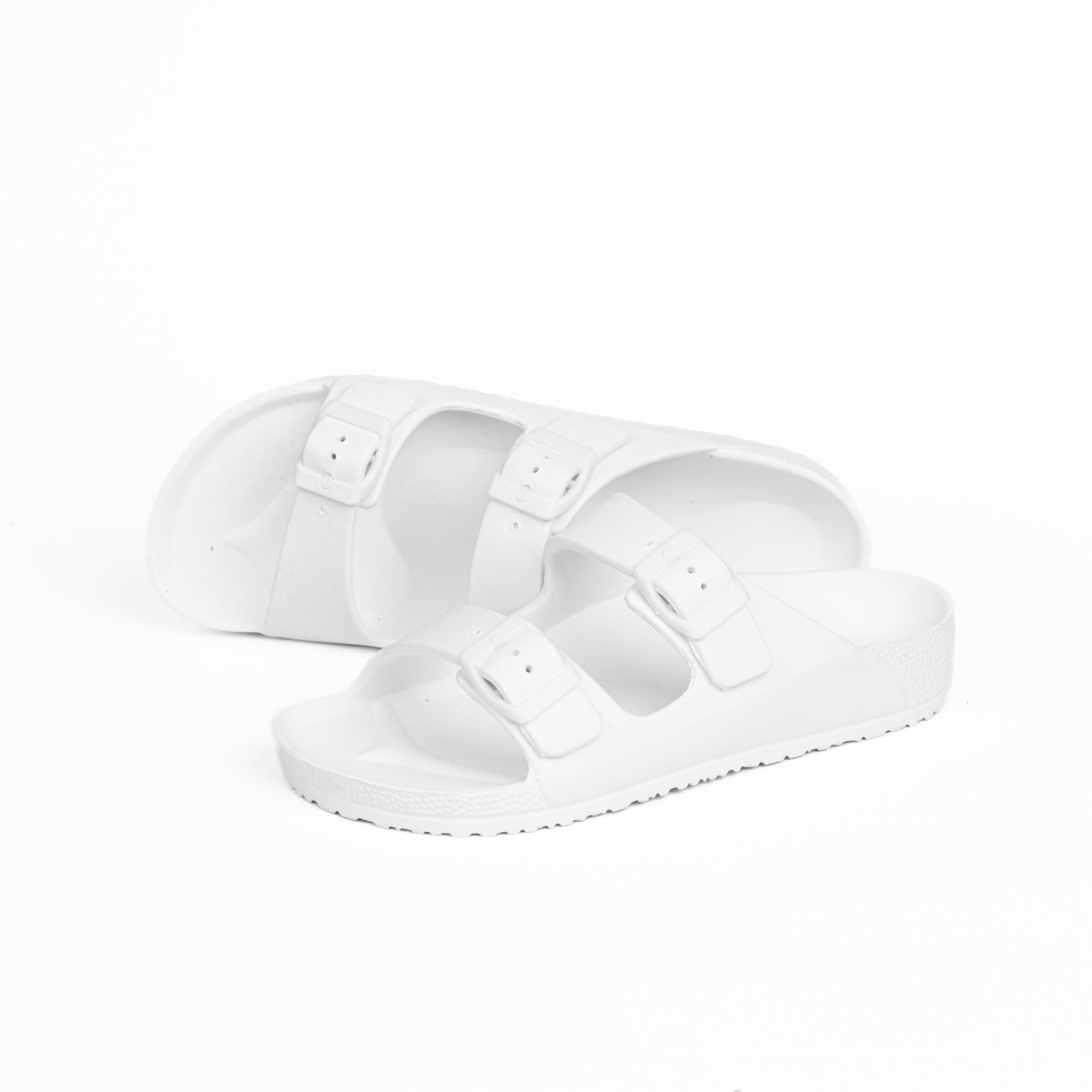 White Upper Double Buckle Jet Slide