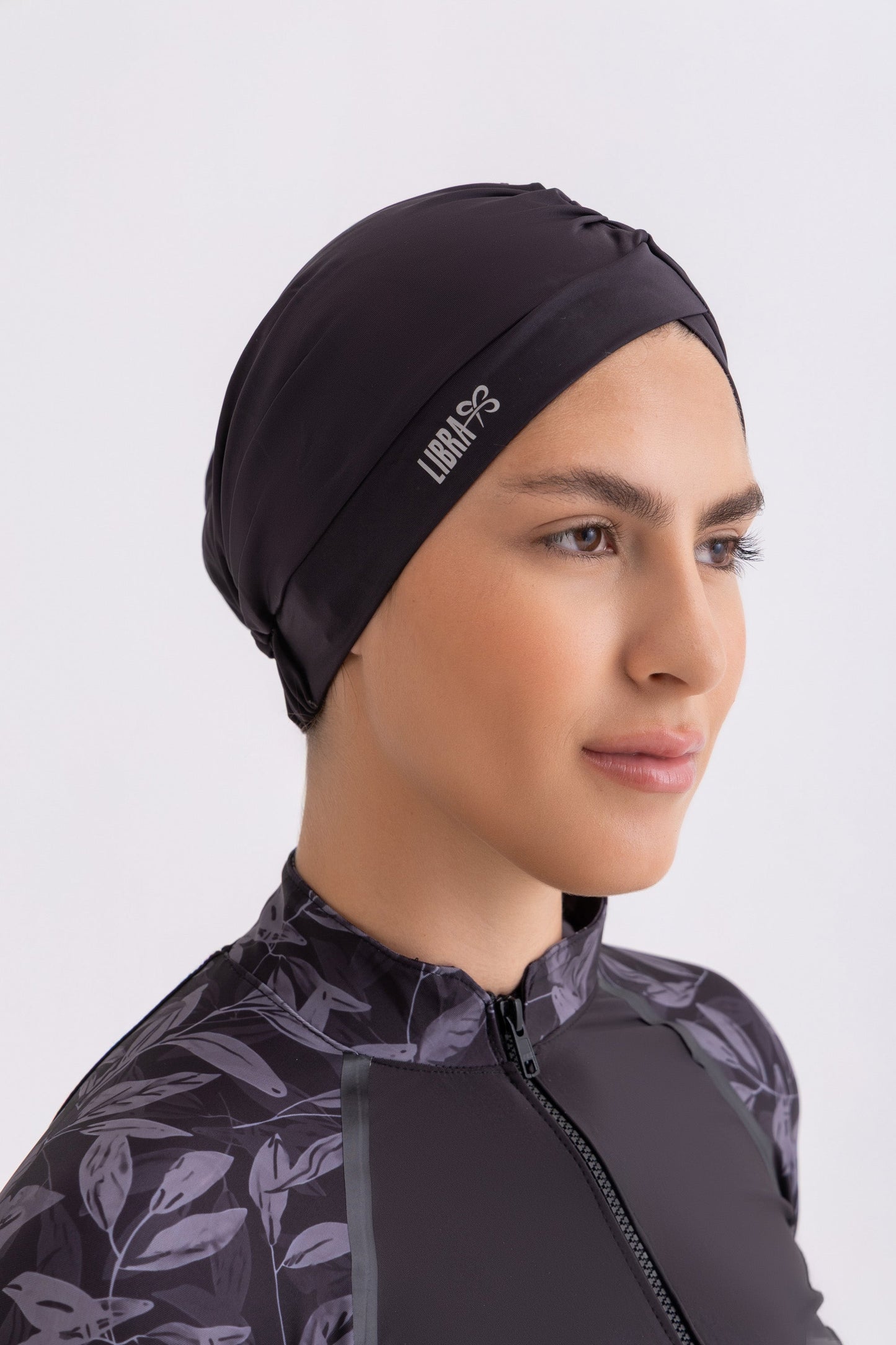 Metallic Black Sleek Swim Turban