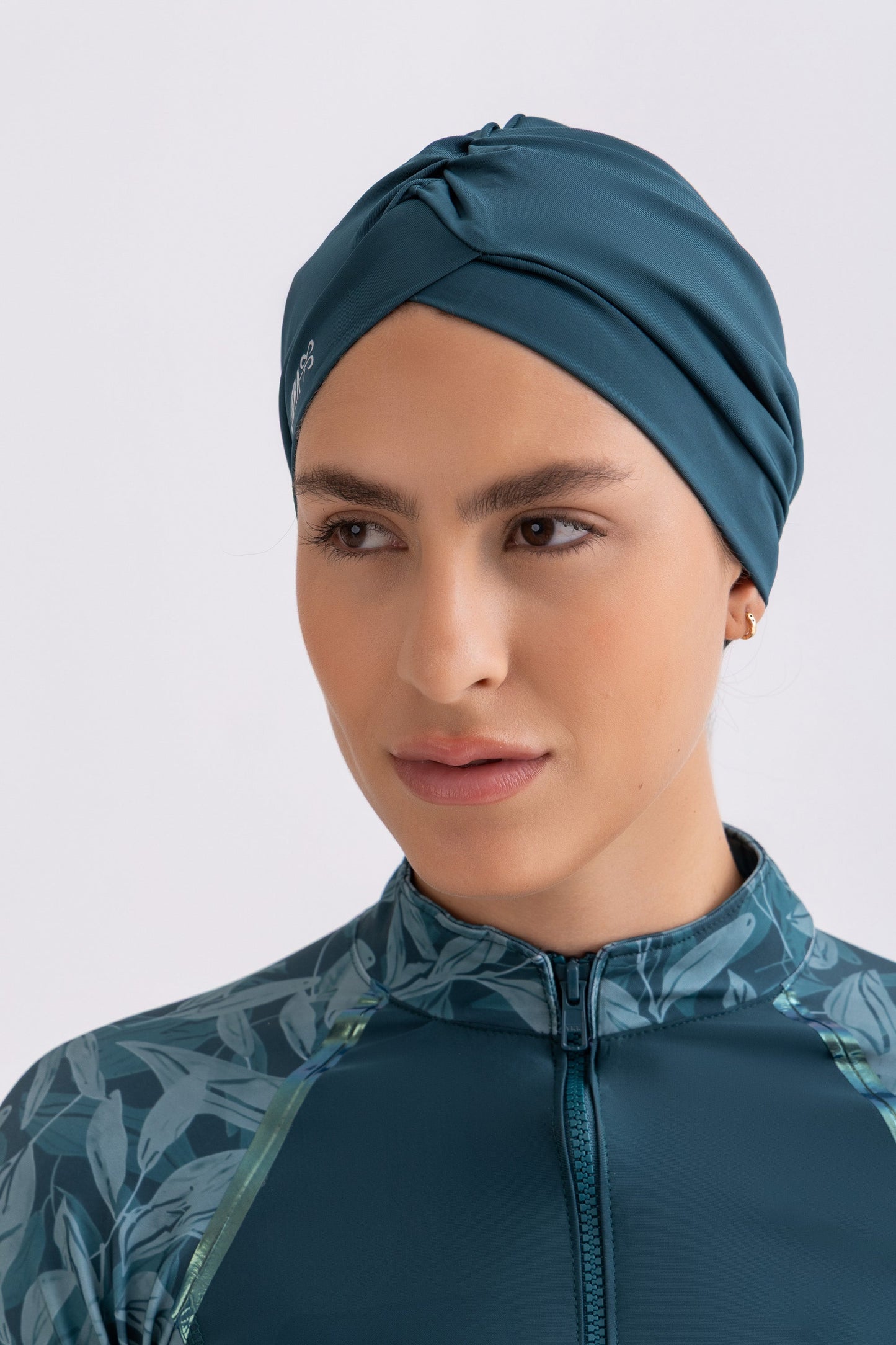 Metallic Teal Sleek Swim Turban