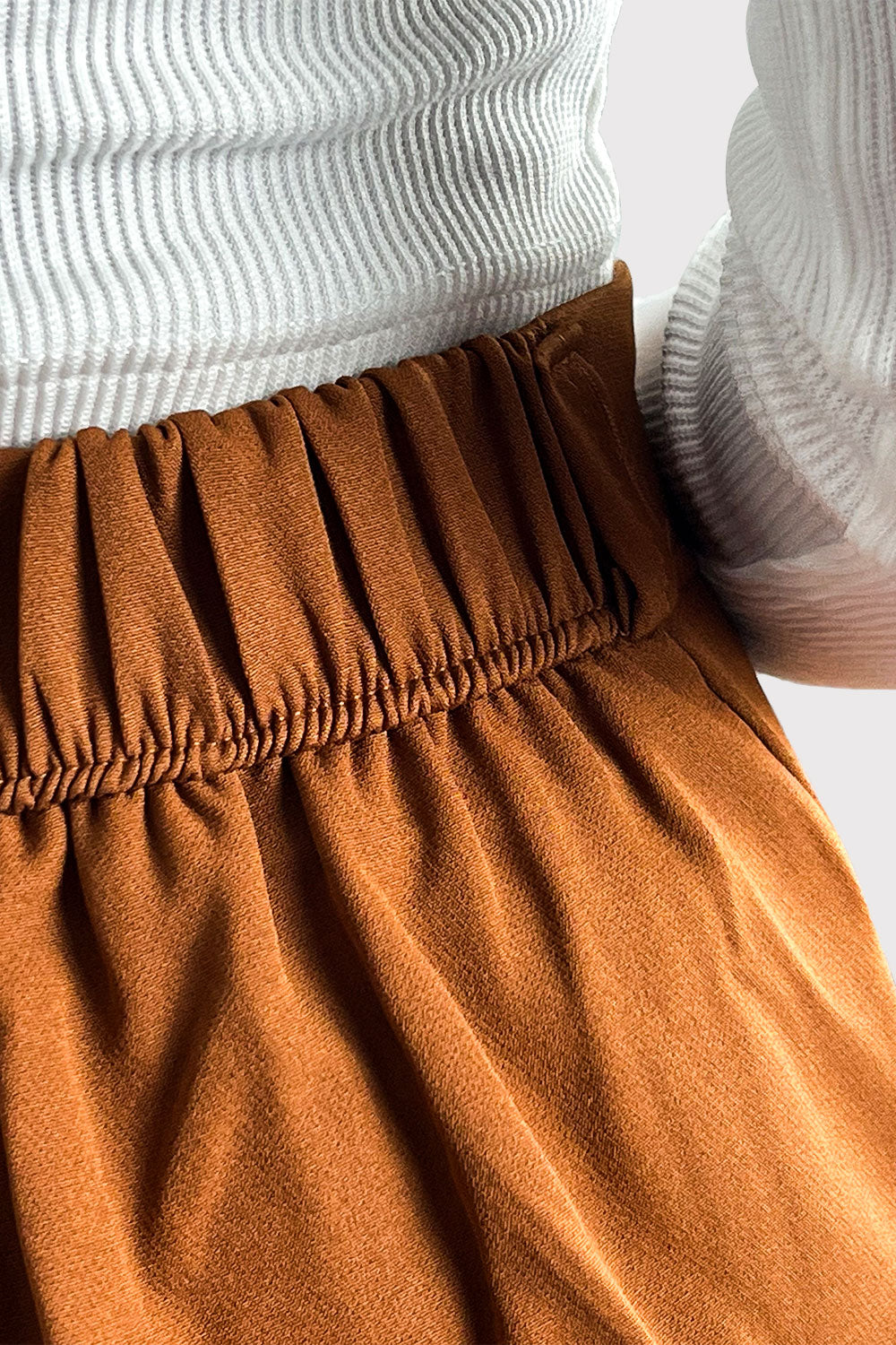 Havan Back Elastic Band Wide Leg Pants