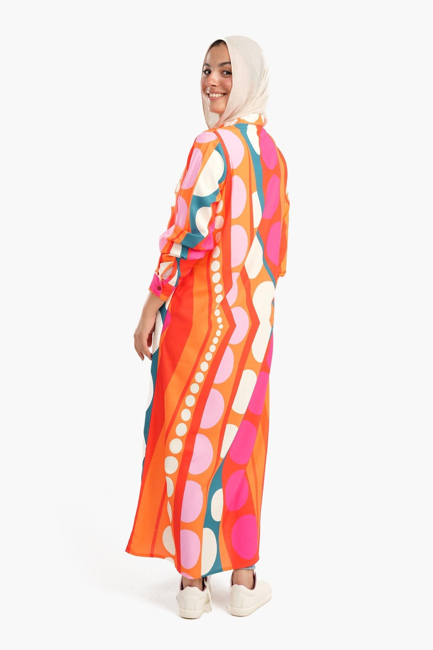 Long Sleeves Colorful Shirt Dress