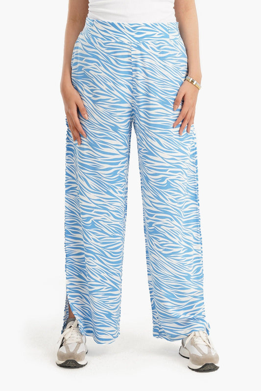 Bi-Tone Printed Pants with Slits