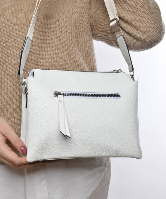 White Back Zipper Crossbody Bag