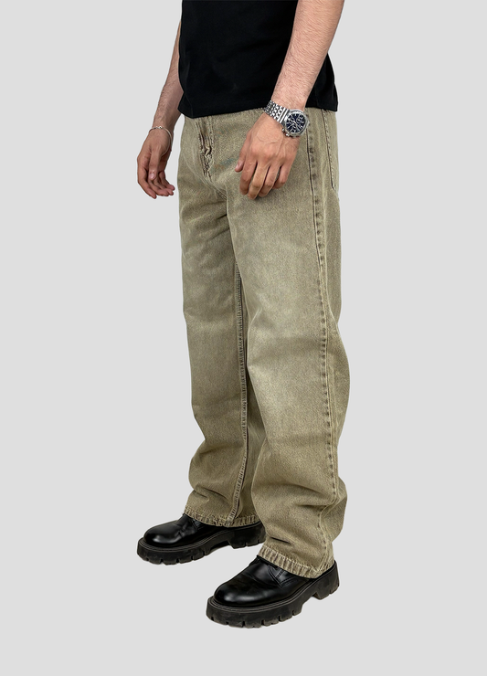 Yellow Baggy Fit Denim, 100% Cotton