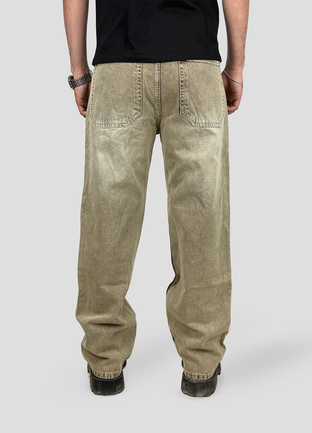 Yellow Baggy Fit Denim, 100% Cotton