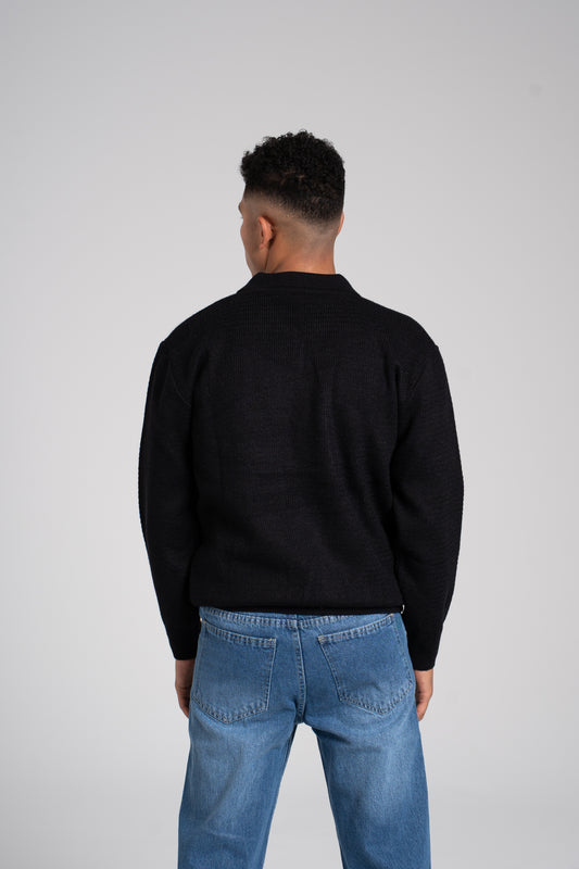 Zigzag Pattern Half Zipper Pullover - بلوفر بنصف سحاب بنمط متعرج