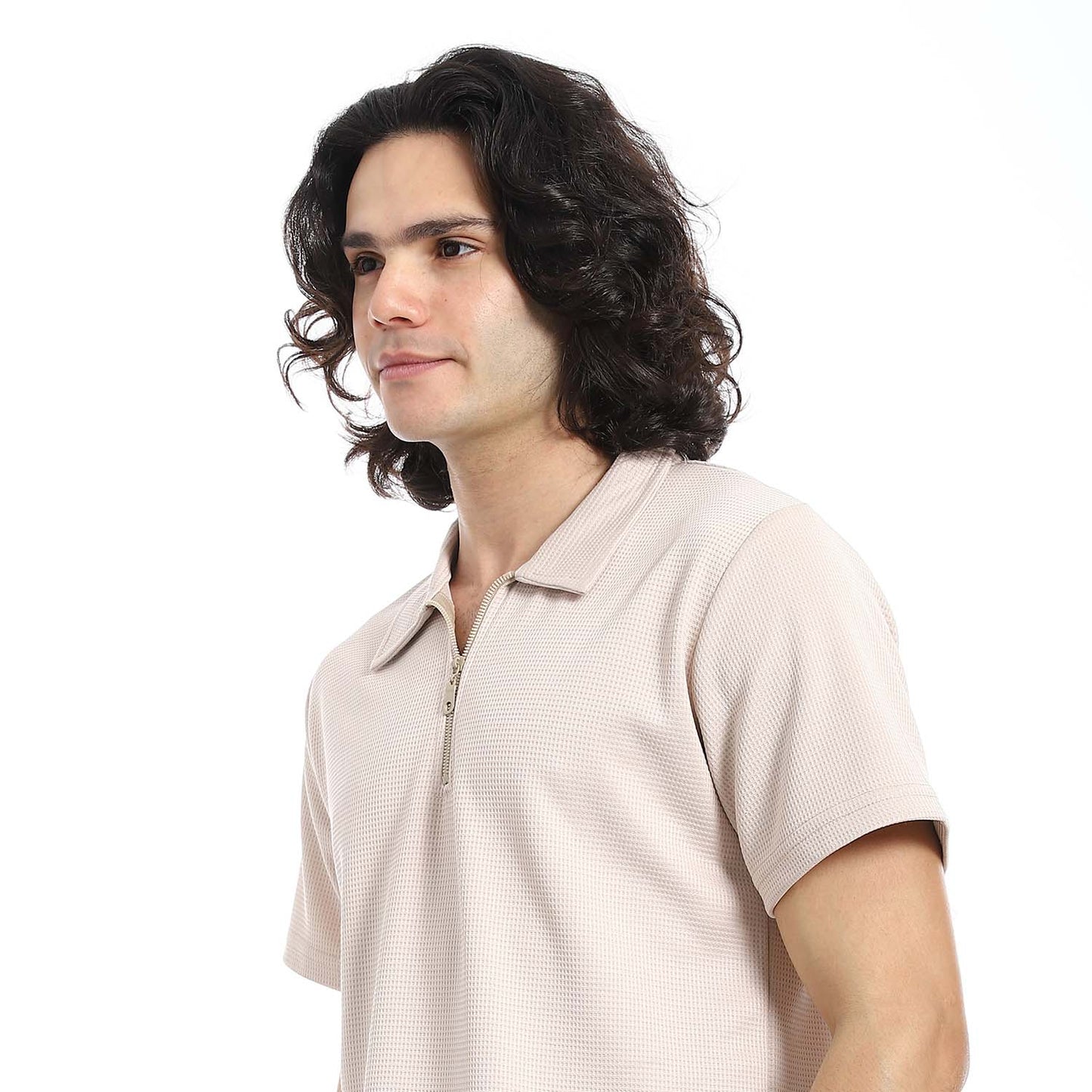 Quarter Zip Textured T-Shirt & Shorts Set