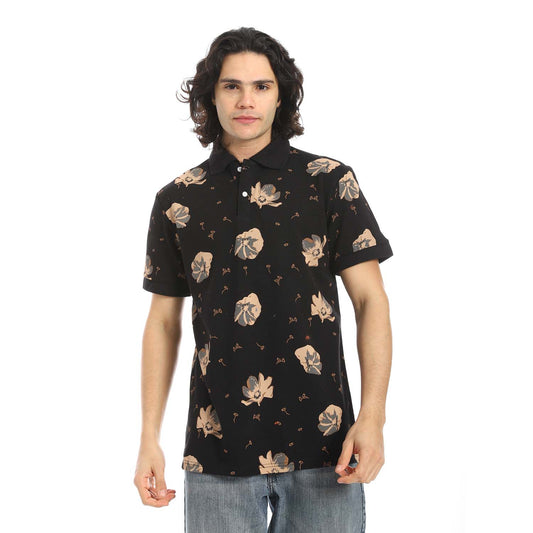 Printed Regular Fit Polo Shirt - تي شيرت بولو مطبوع بقصة عادية