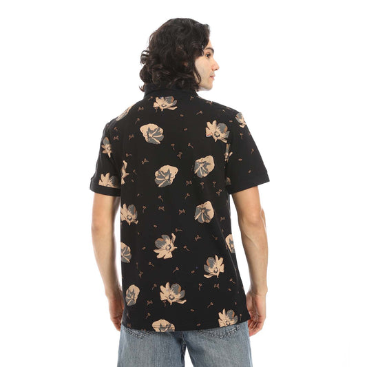 Printed Regular Fit Polo Shirt - تي شيرت بولو مطبوع بقصة عادية