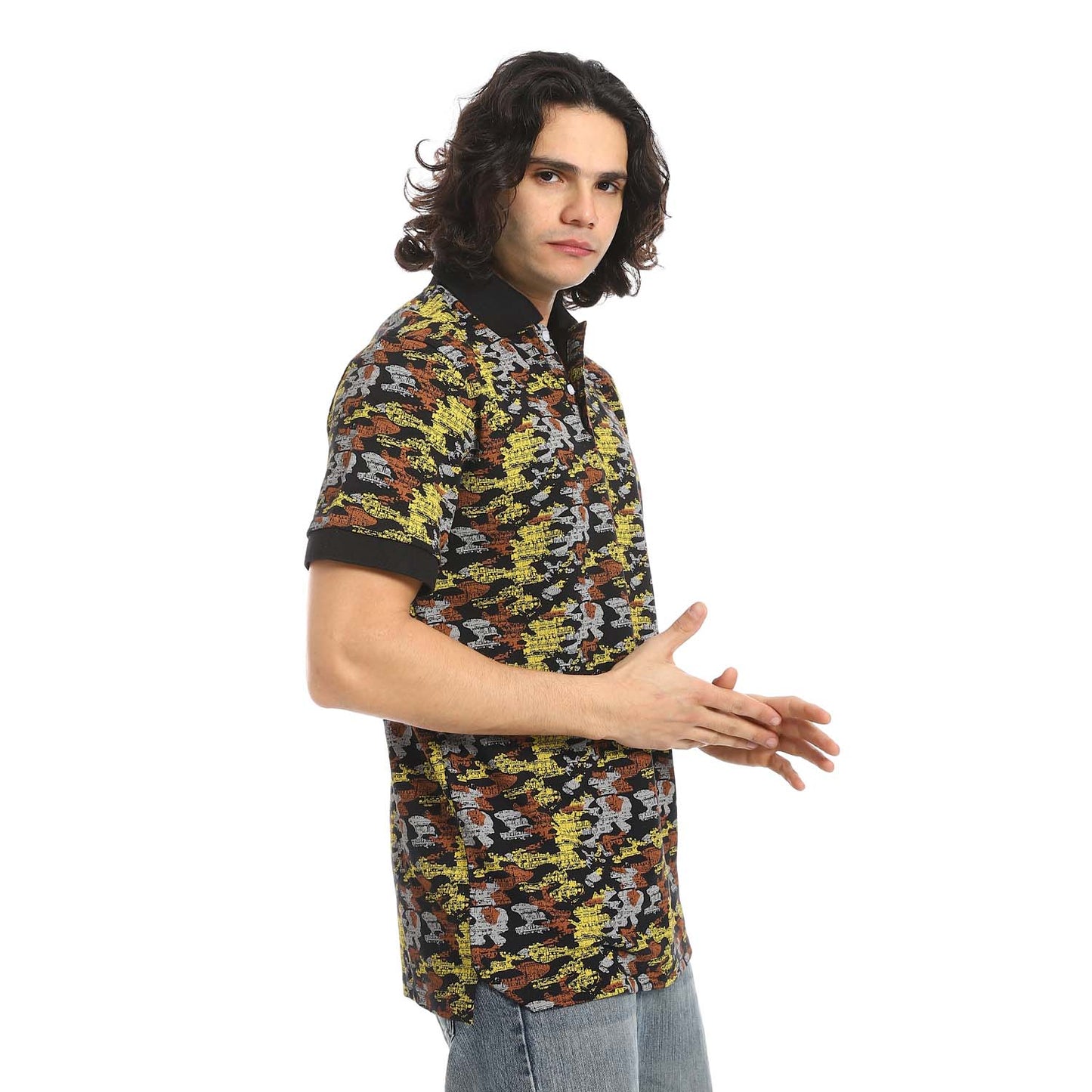 Printed Regular Fit Polo Shirt - تي شيرت بولو مطبوع بقصة عادية