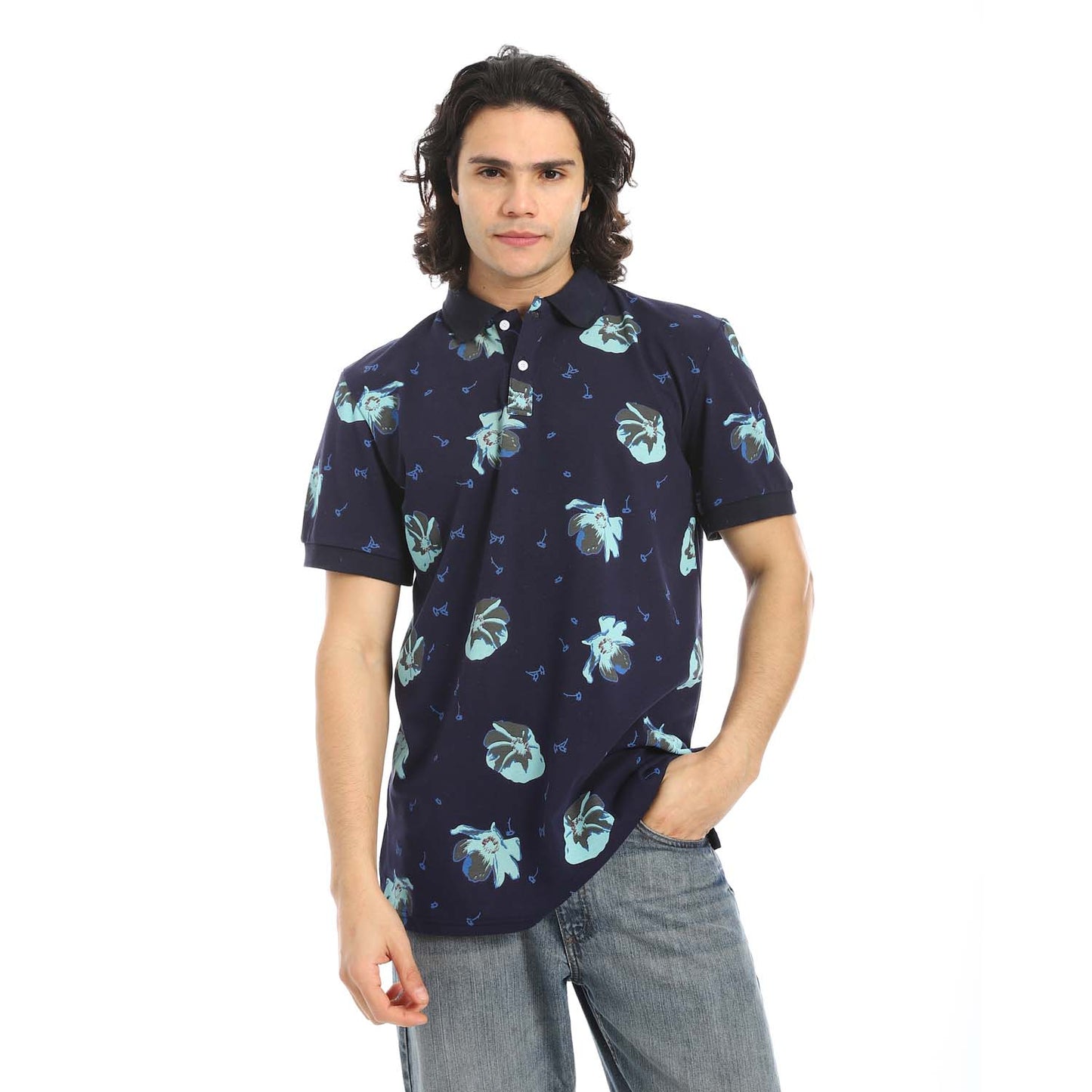 Printed Regular Fit Polo Shirt - تي شيرت بولو مطبوع بقصة عادية