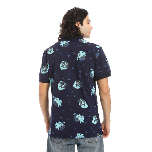 Printed Regular Fit Polo Shirt - تي شيرت بولو مطبوع بقصة عادية