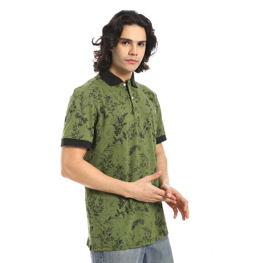 Printed Regular Fit Polo Shirt - تي شيرت بولو مطبوع بقصة عادية