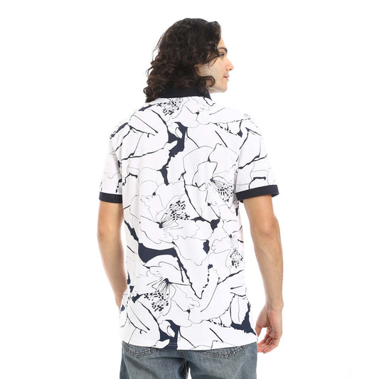 Printed Regular Fit Polo Shirt - تي شيرت بولو مطبوع بقصة عادية