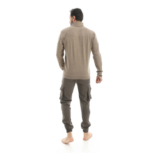 Set Of Zipper Sweatshirt And Baggy Elastic Pants