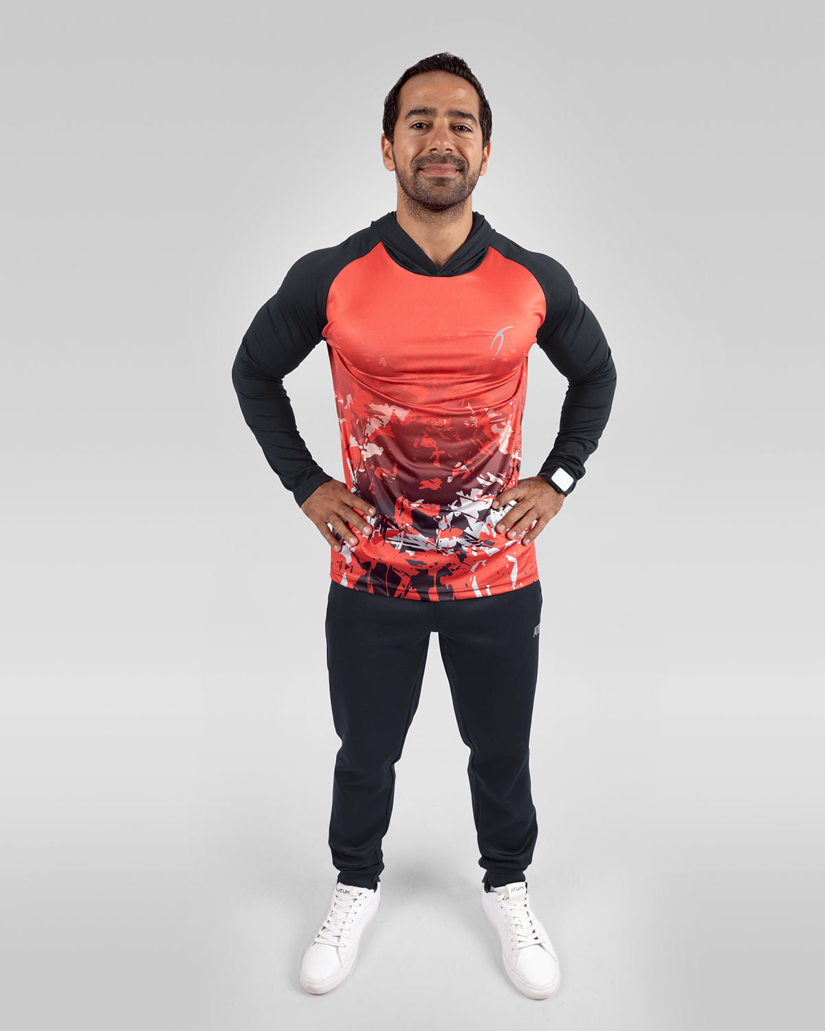 Red Sportive Hooded T-Shirt