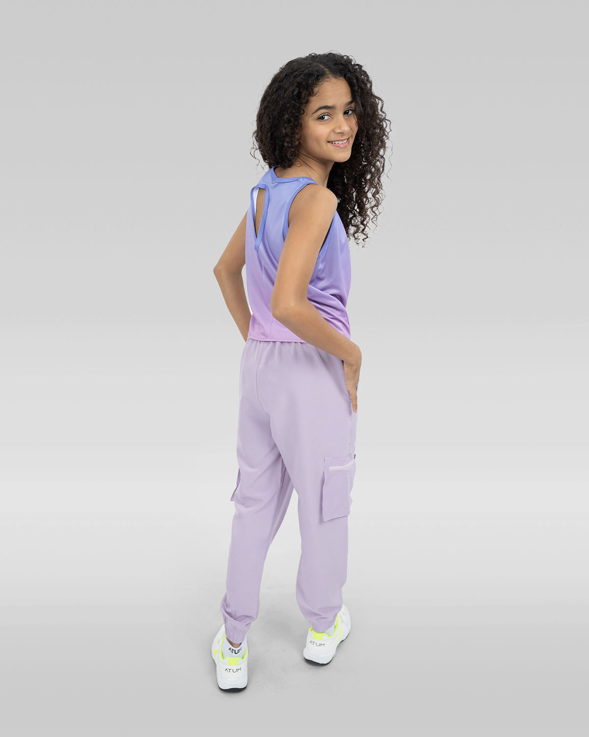 Lavender Simple Sweatpants with Side Pockets for Girls
