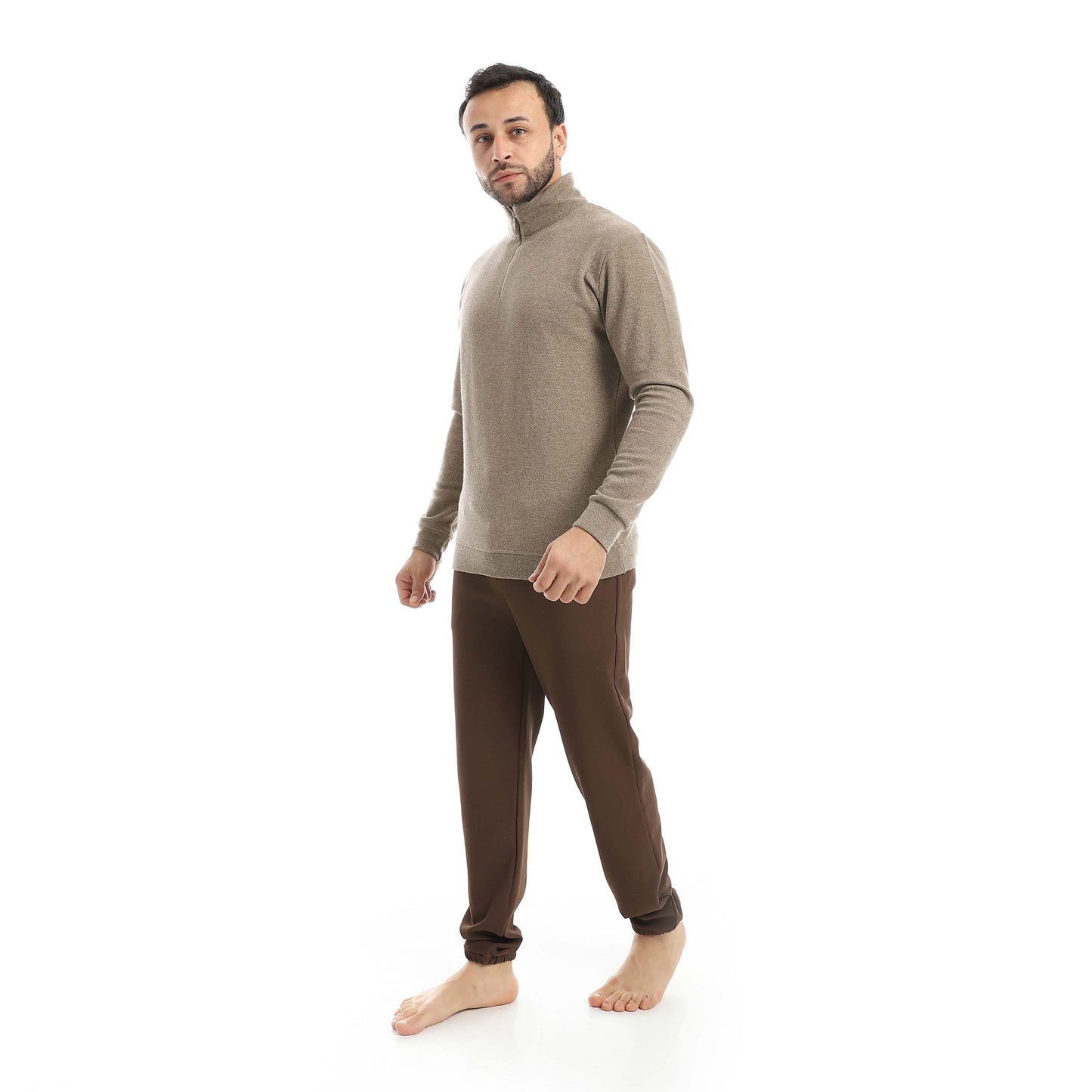 Half Zipper Pajama with Knitted Pants