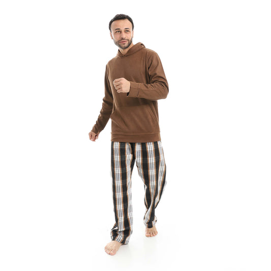 Casual Pajama of Hoodie & Checkered Pants