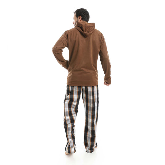 Casual Pajama of Hoodie & Checkered Pants