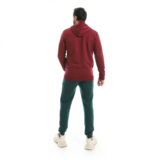 Maroon Casual Set of Zip-up Hoodie & Jogger