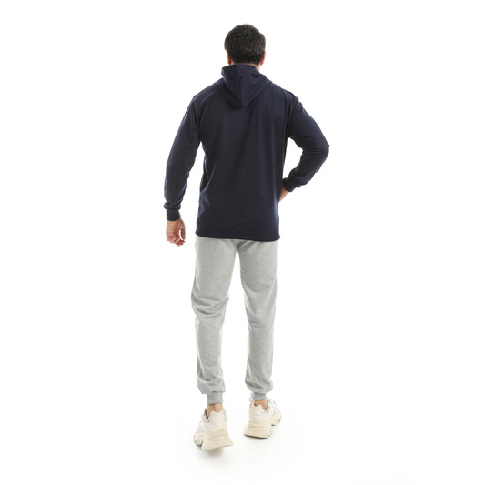 Navy Casual Set of Zip-up Hoodie & Jogger