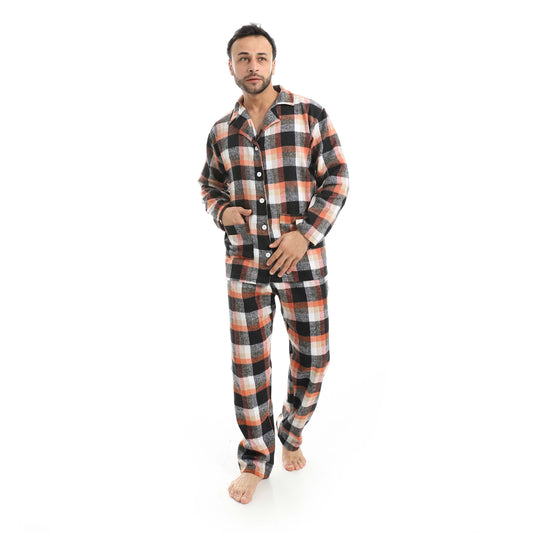 Orange & Black Classic Checkered Pajama