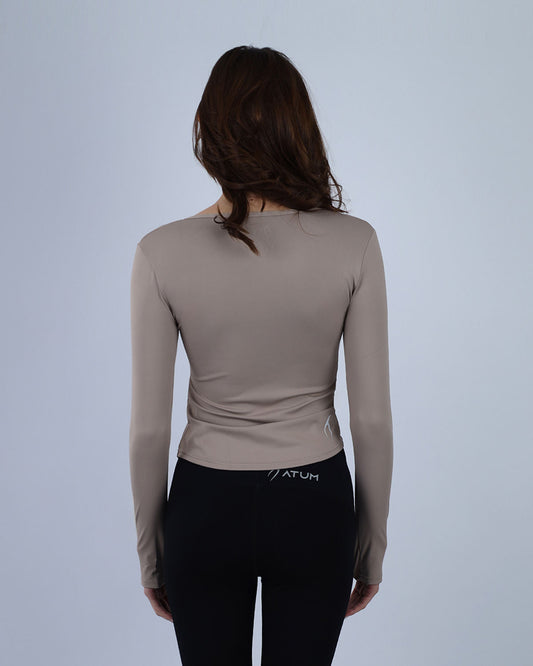 Café Blush Elegance Long-Sleeve Active Top