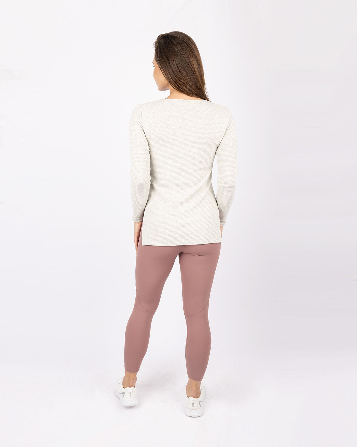 Gray Cotton Rib Long Sleeve T-Shirt