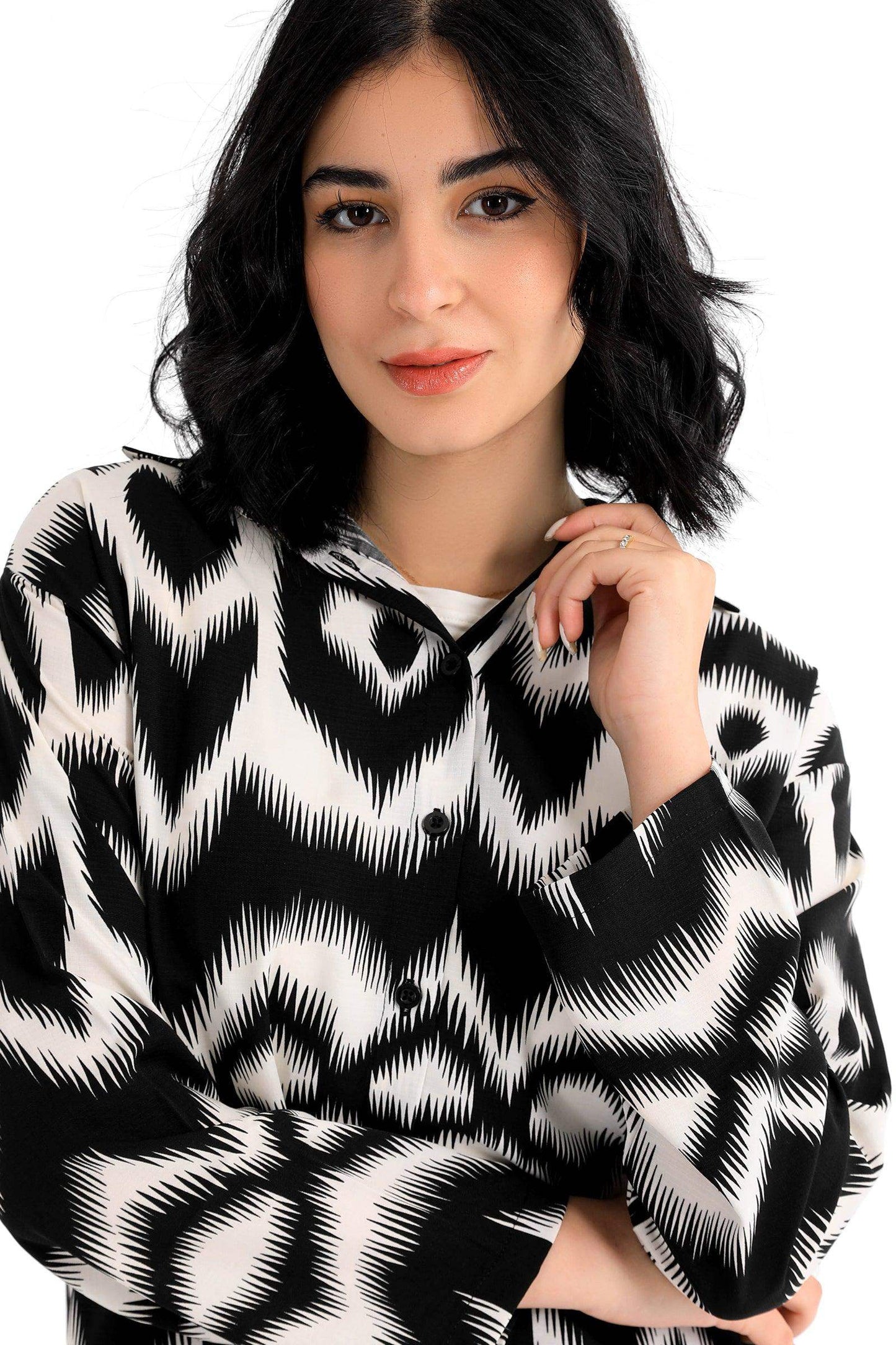Black & White Patterned Shirt - Carina - ??’????????ñ??�ÿ??ƒ?ÿ????