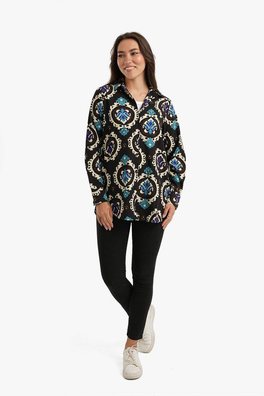 Black Printed Voile Shirt - Carina - ??’????????ñ??�ÿ??ƒ?ÿ????