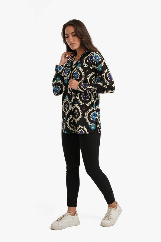 Black Printed Voile Shirt - Carina - ??’????????ñ??�ÿ??ƒ?ÿ????
