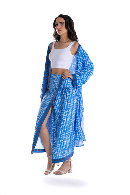 Blue Printed Wrap Skirt - Carina - ??’????????ñ??�ÿ??ƒ?ÿ????