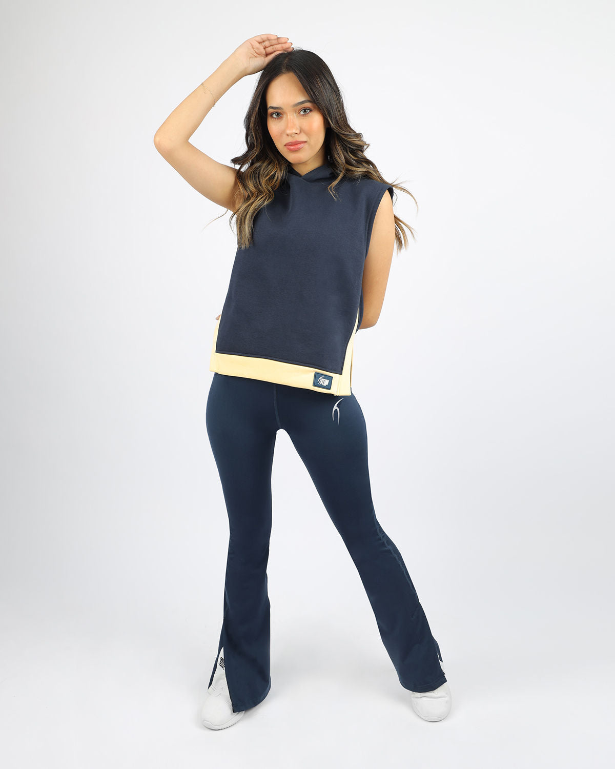 Navy Side Slit Yoga Pants