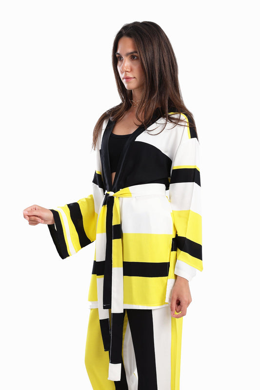 كارديجان مفتوح من الأمام بثلاثة ألوان