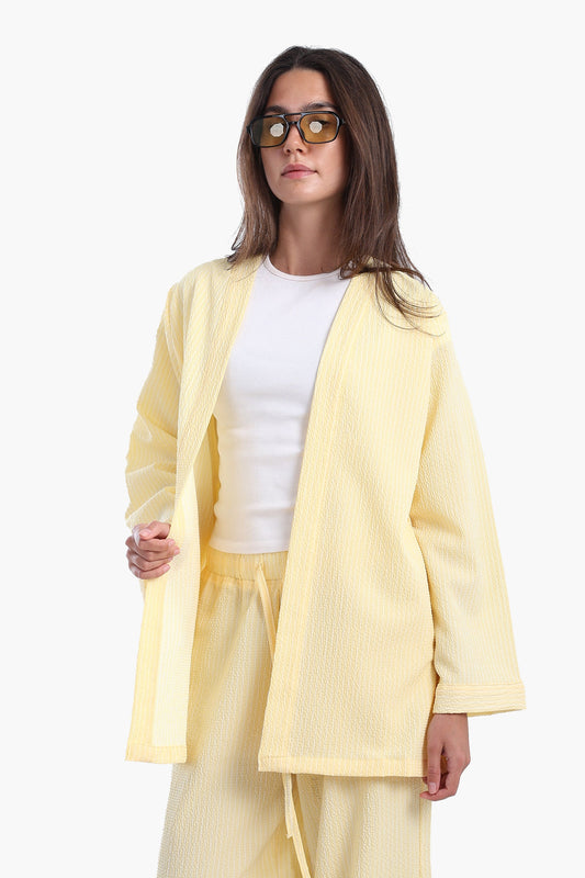 كارديجان مخطط مفتوح العنق