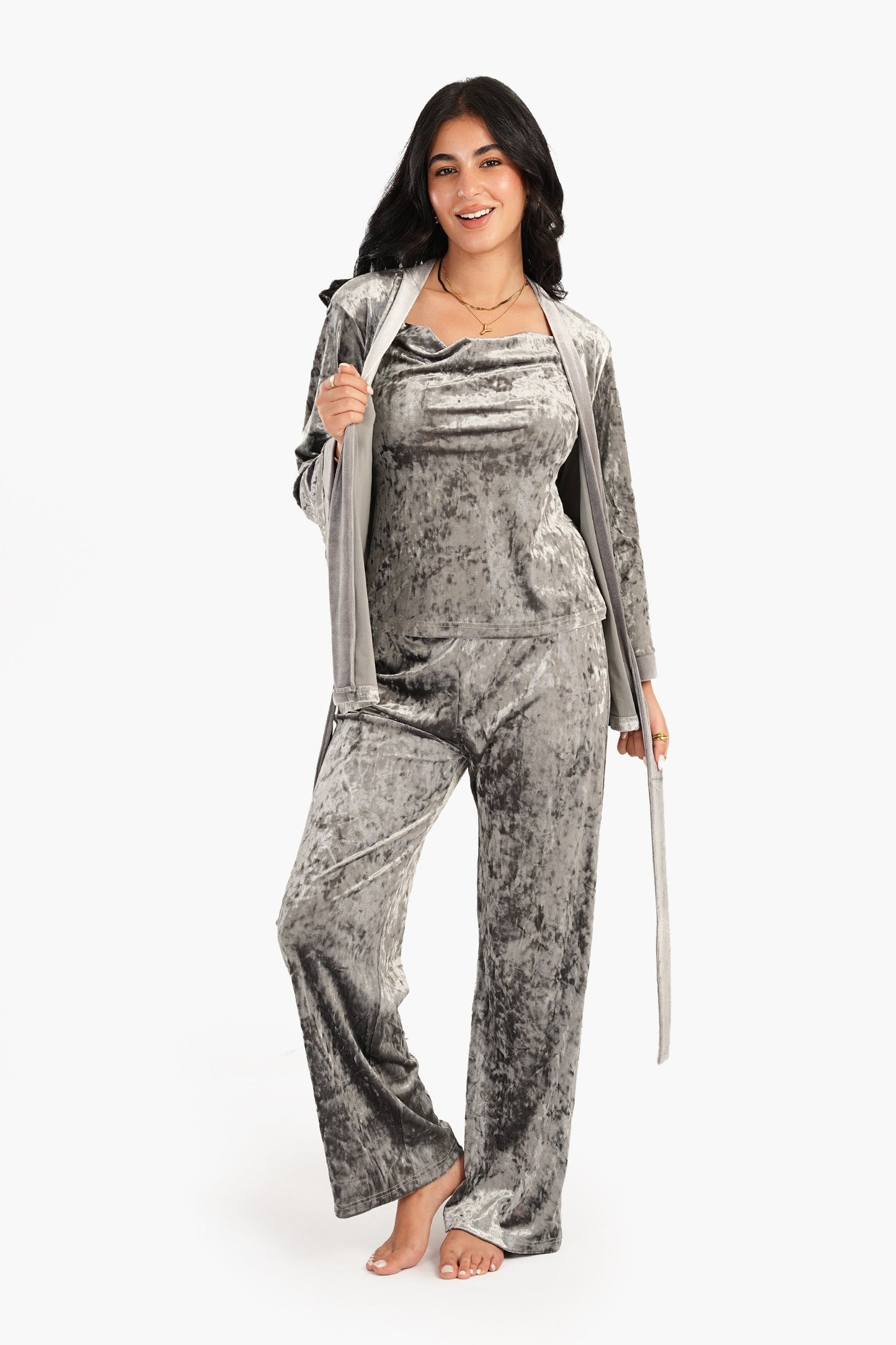 Velvet 3 Pieces Pyjama Set