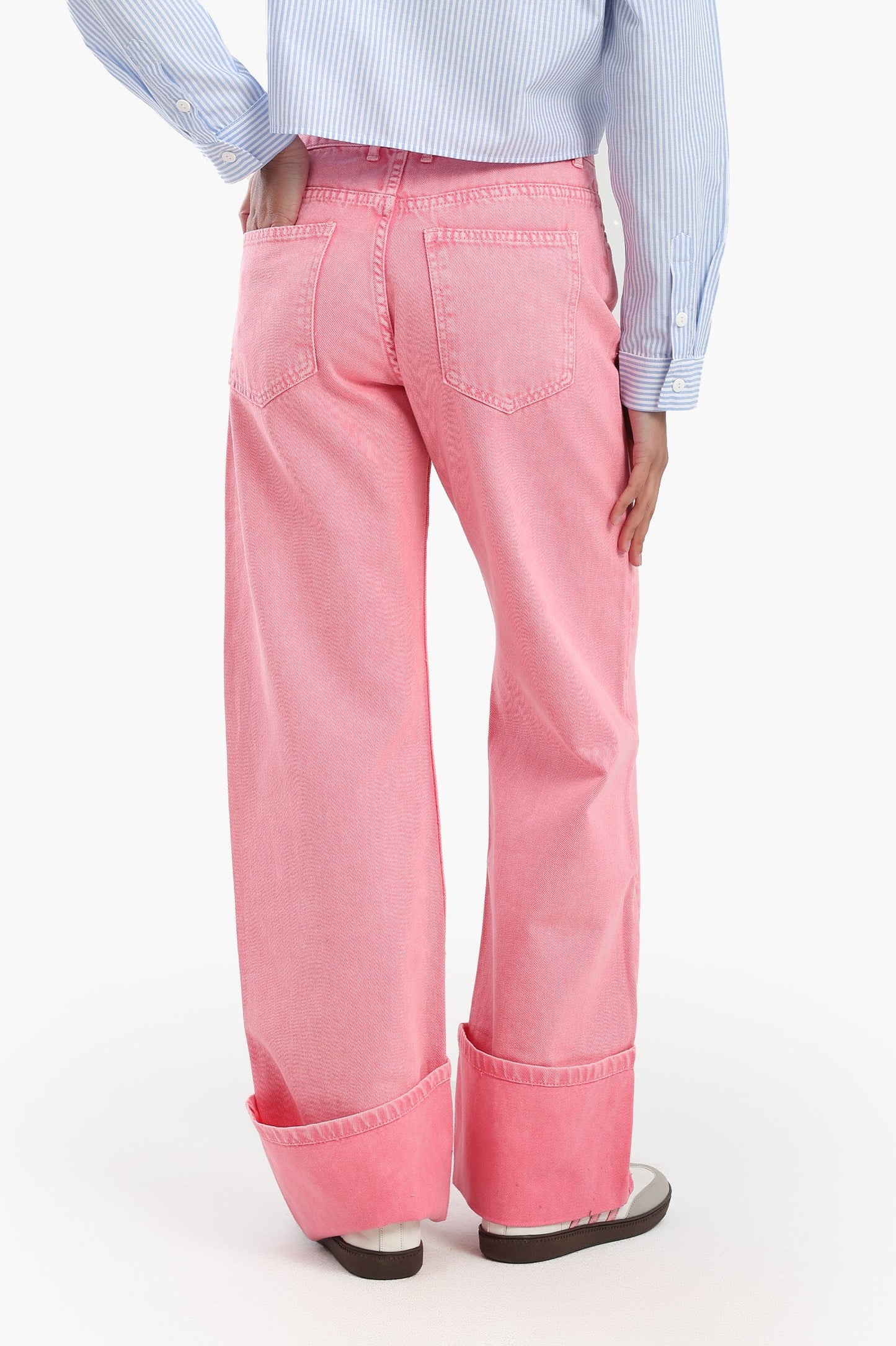 Folded Hem Pink Jeans