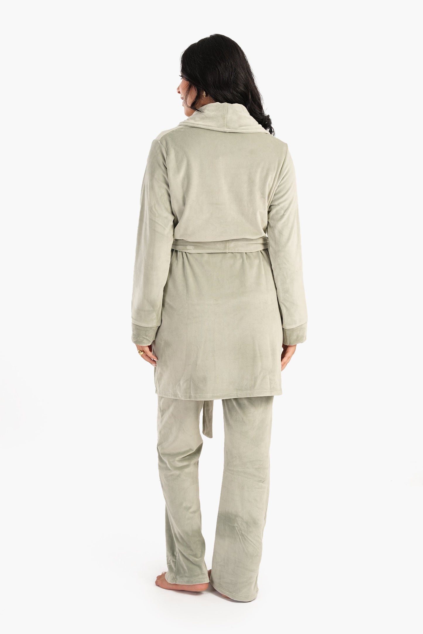 Velvet Robe with Tie-Belt