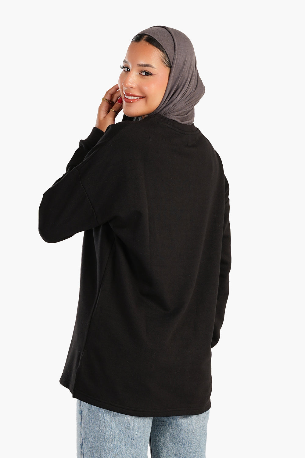 تي شيرت قطني بكتف منسدل