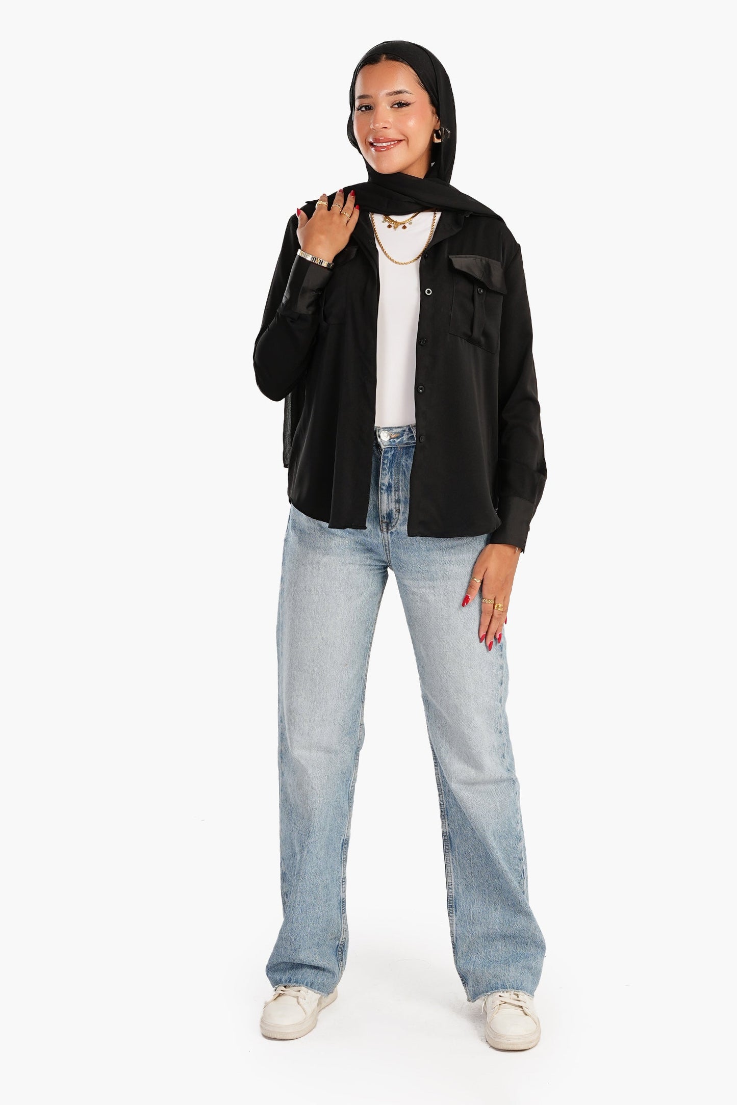 Flap Pockets Crepe Shirt