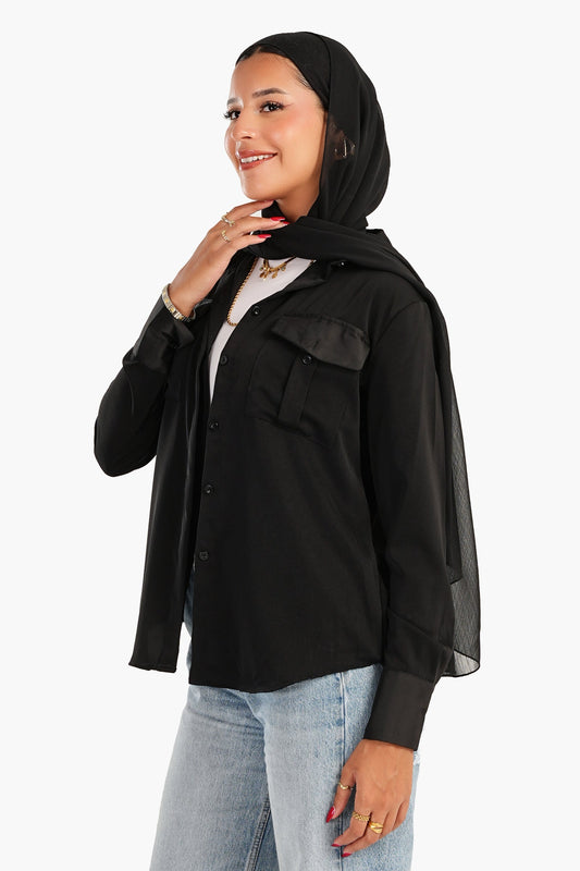 قميص كريب بجيوب قابلة للطي