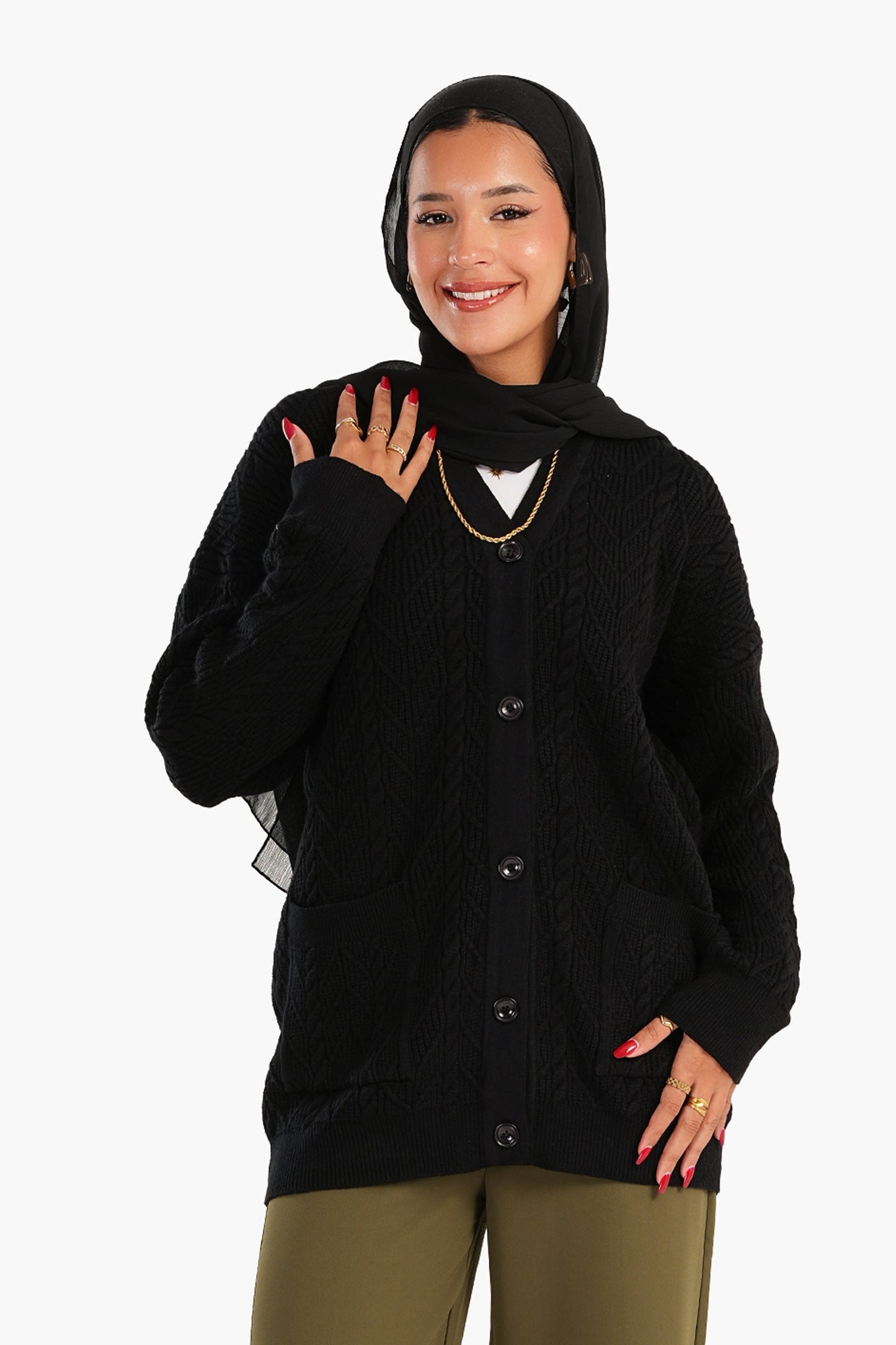 كارديجان بحاشية مطاطية مضلعة