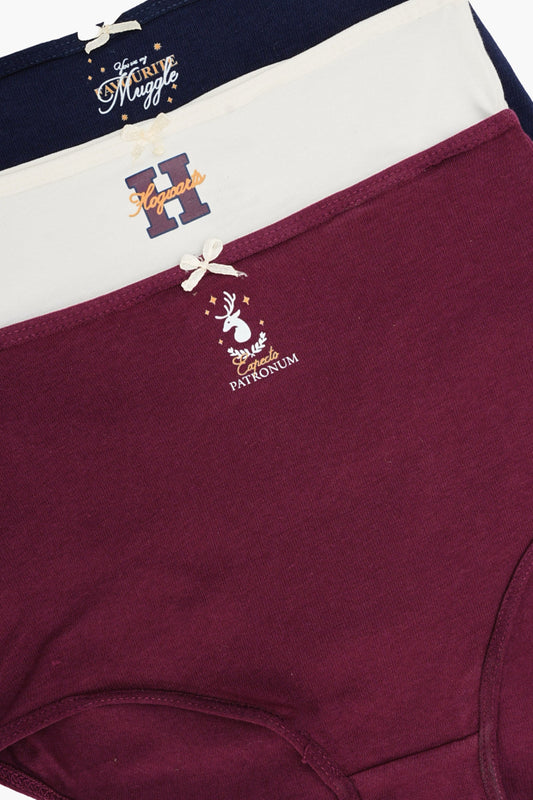 مجموعة من 3 سراويل داخلية كاملة ملونة